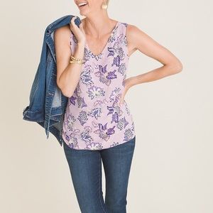 Chico’s Reversible Geometric Circle To Floral Tank Sz S